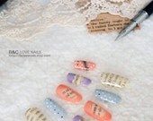 Office Lady Style Fake Nail Set- " Heritage "