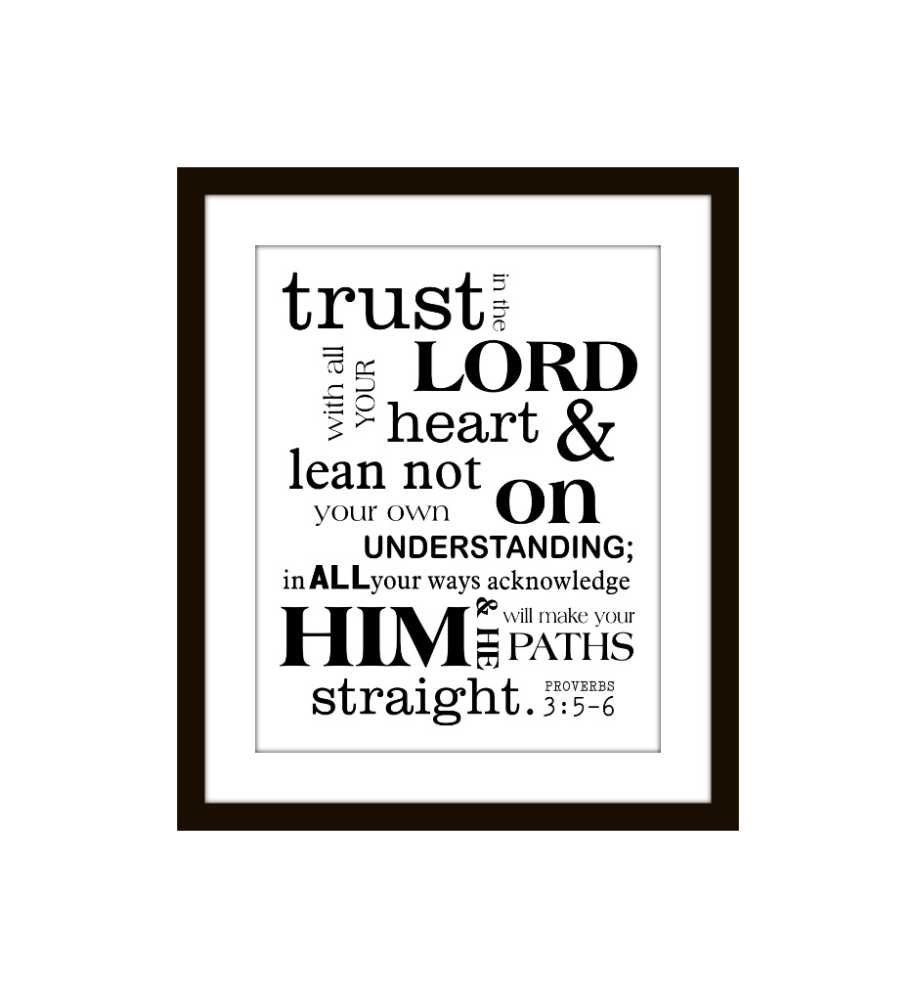 Scripture Art Print Christian Subway Style Proverbs 3 5-6  8 X 10