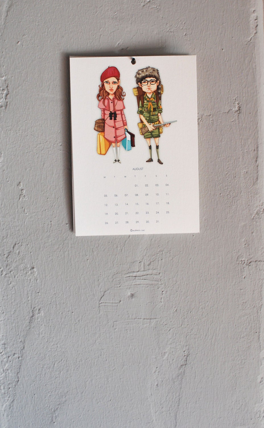 2013 Calendar Wes Anderson wall calendar cartoon drawing illustration poster comic digital print