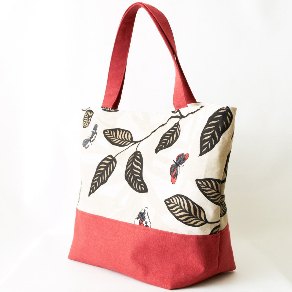 Women's Tote Bag Large Shopping Bag College Tote Butterfly Red