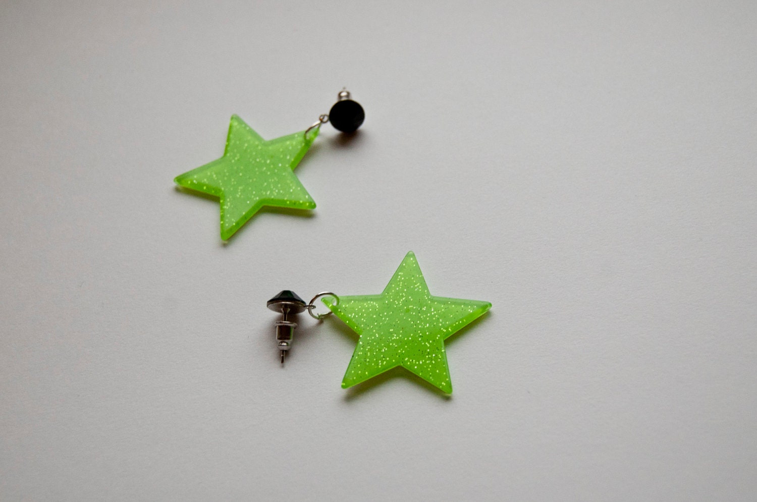 Glitter Pop Star Earrings - Green