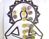 Chakra Rubber Stamp Set - 7 chakra symbols and 1 Easy pose Yoga stamp