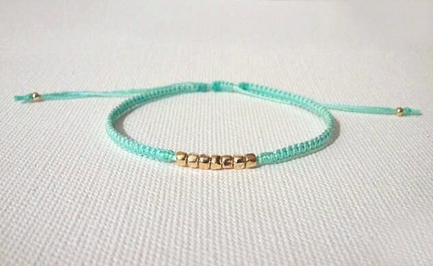 gold nuggets stackable macrame friendship bracelet. maggie.