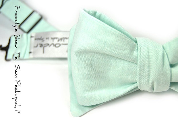 Wedding Mens Bow Tie Sam Peckinpah II-Blue Seafoam Chambray bowtie
