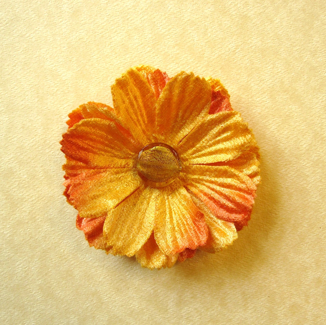 Yellow Velvet Hair Flower or Flower Pin - Velvet Daisy