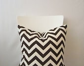 22 inch throw pillow cover, Chevron brown and white. Zigzag pattern, modern print. For indoor use.
