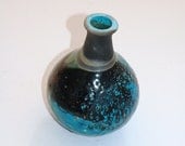 Turquoise Glazed Raku Fired Vase
