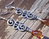 Orange Teardrop Spiral Dangle Earrings
