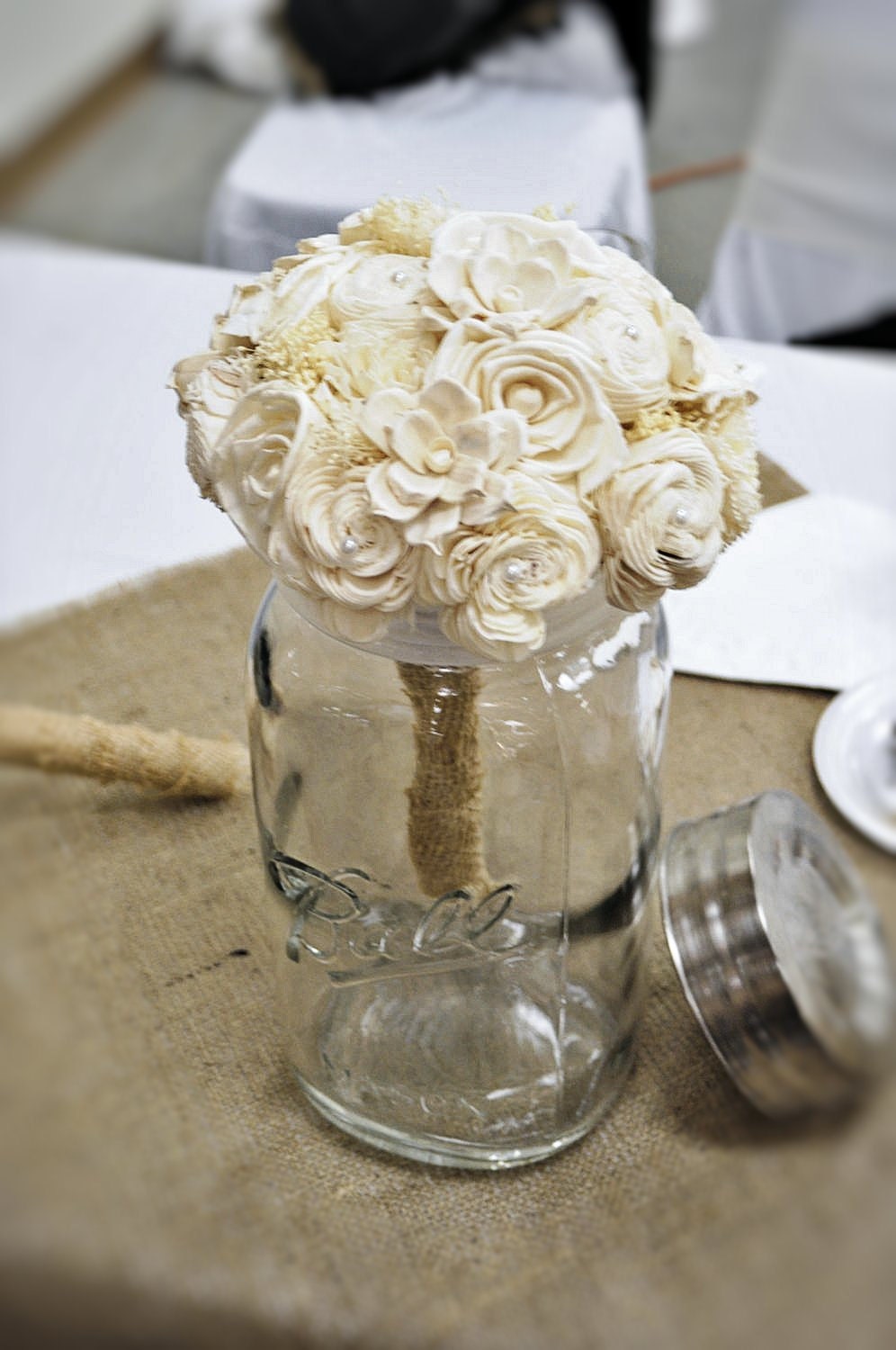 Custom Ivory Handmade Wedding Bouquet - Burlap Bridal Bouquet Keepsake Bouquet Destination Wedding Alternative Wedding Bouquet