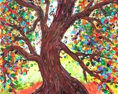 Autumn Tree, Fall, Colored Leaves, Home Decor -  FREE SHIPPING - Original Textured Acrylic  Painting by ebsq Artist Ricky Martin