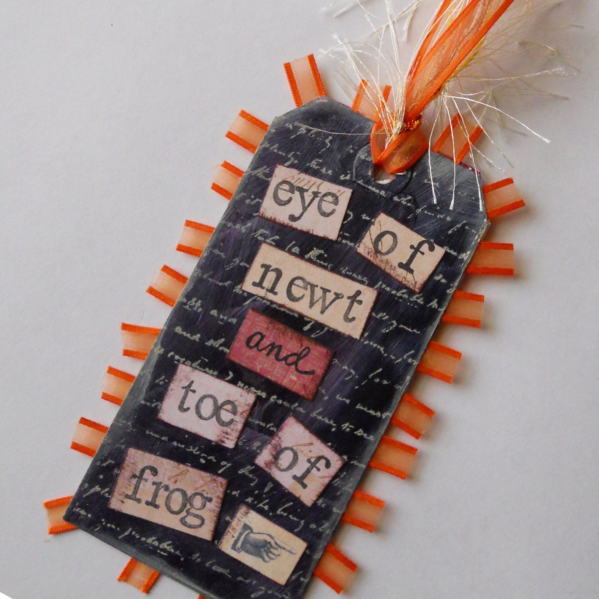 Handmade Paper Gift Tag - Halloween - Shakespeare Quote - Original mixed media