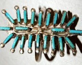 World Famous ZUNI ALICE QUAM Cluster Pettipoint Turquoise Ring Size 8  c1950-1960