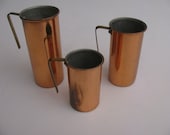 SALE Set of 3 Copper and Brass Measuring Cups Made in Portugal