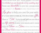 Custom Printable Bridesmaid Survival Kit Card
