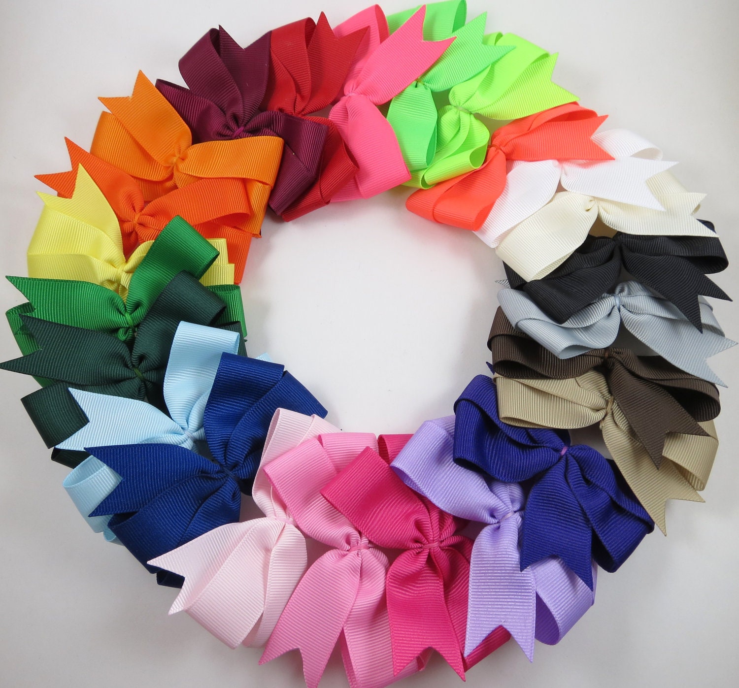 Pinwheel Hair Bows - Hair Bow Gift Set - Pink White Black Blue Green Yellow Purple Orange Red Brown Neon Bows - YOU PICK 20 BOWS