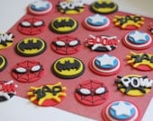 Superhero-Themed Fondant Cupcake Toppers - Perfect for Cupcakes, Cookies and Other Edibles