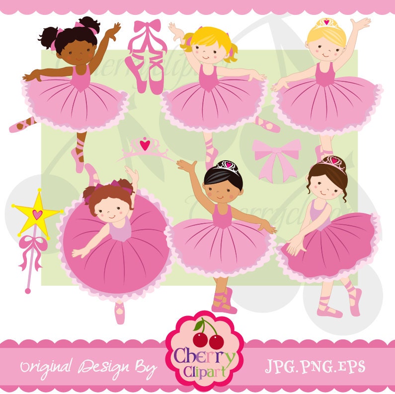 Little Ballerina Digital Clipart Set for -Personal and Commercial Use-paper crafts,card making,scrapbooking,web design