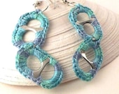 Crochet Soda Can Pull Tab Earrings Blue Green Lilac