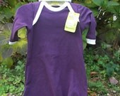 ORGANIC GOWN and HAT Set--Baby Sleep Sack--0-6 month--Layette  newborn  bringing home outfit  Christmas Baby Holiday Purple--Purple Flower