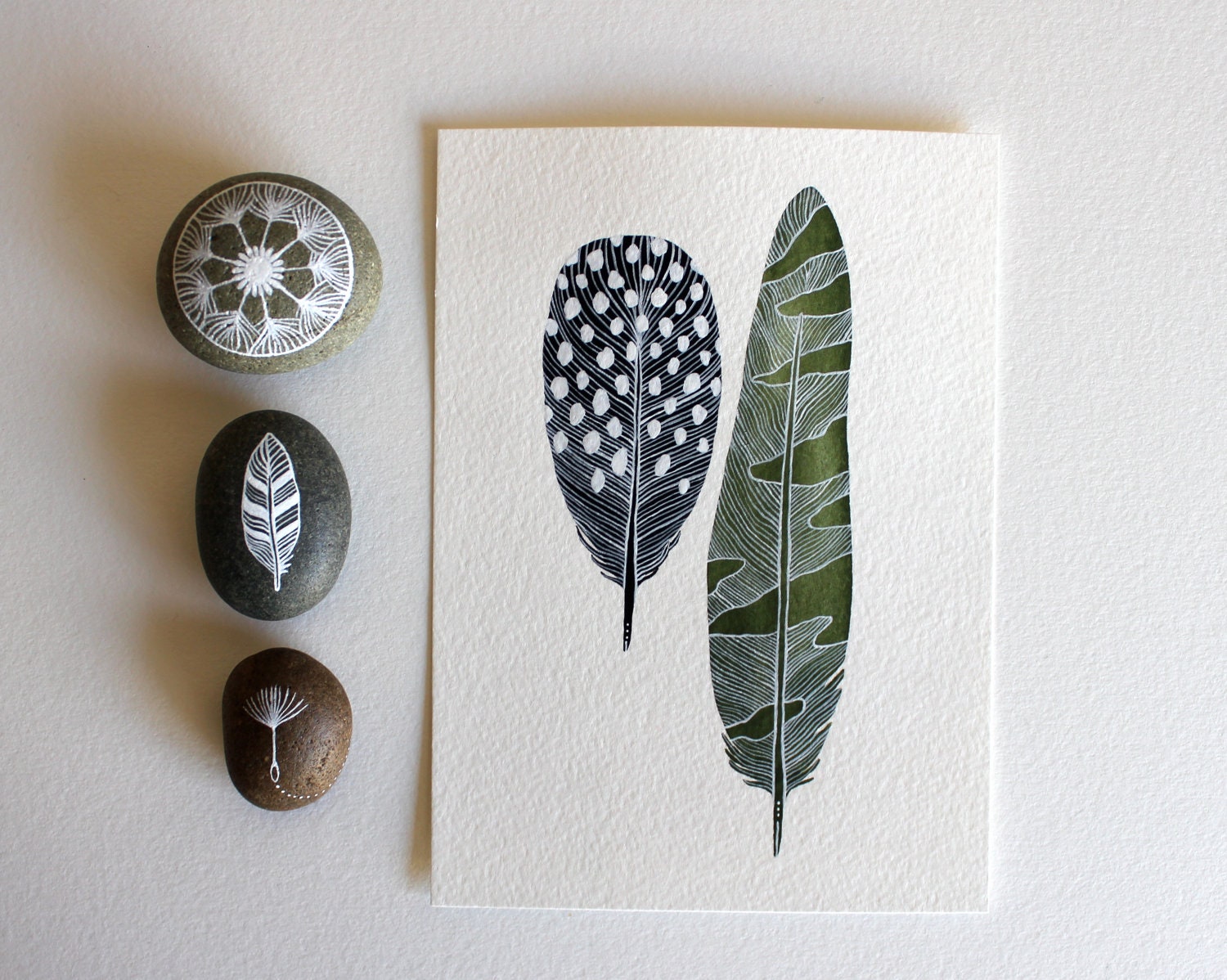 Featured in West Elm Catalog - Feather Art Painting - Watercolor - Large Archival Print - 11x14 Elm Feathers