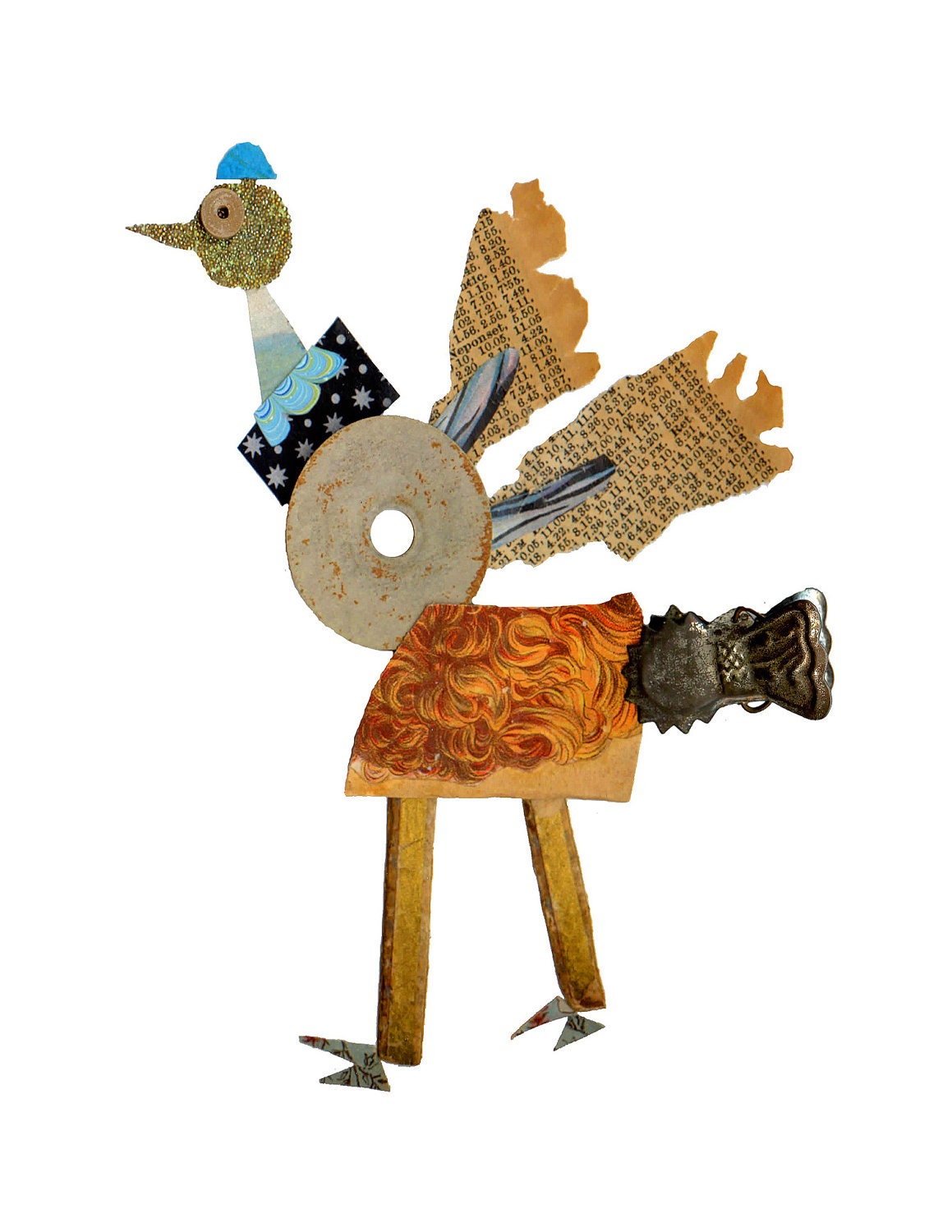 robot 3, cut paper robot, mixed media robot