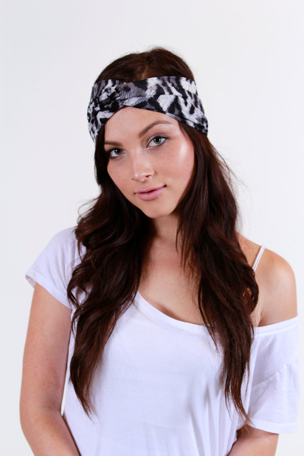 Leopard Twist Turban Headband  grey cheetah hair accessory