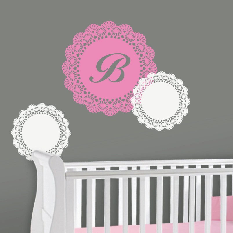 Children Wall Decals - Set of 3 Vintage Doily Nursery Wall Decals - Nursery Decor