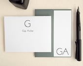 Modern Stationery Gift Set - Letterpress Printed 10 Folded Cards / 20 Flat Notes - Transatlantic