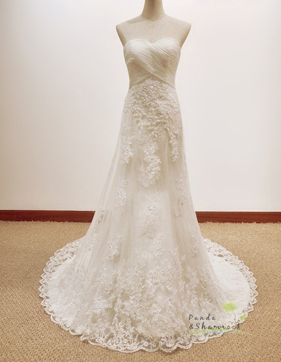 Cloris/bridal dress/wedding gown/bride/fishtail/sweetheart neckline/all size/lace/custom made