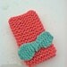 Knitted Cell Phone Cover iPhone Socks with BOW in Coral and Mint- Fits ALL iPhones, Galaxy, iPods, Kleenex Holder - Stocking Stuffers