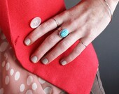 Turquoise Scarab Ring / sterling silver bezel-set vintage pressed-glass aqua blue statement ring / modern talisman amulet ring