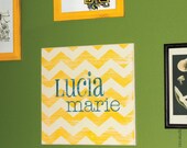 18"x18" Personalized decorative chevron wall art Sign - custom wood sign, hand painted and distressed, baby, girl, teen