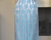 50s brocade wiggle floral baby blue dress