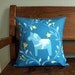 Swedish Dala Horse and Floral Wreath Pillow Cover in Turquoise 16x16