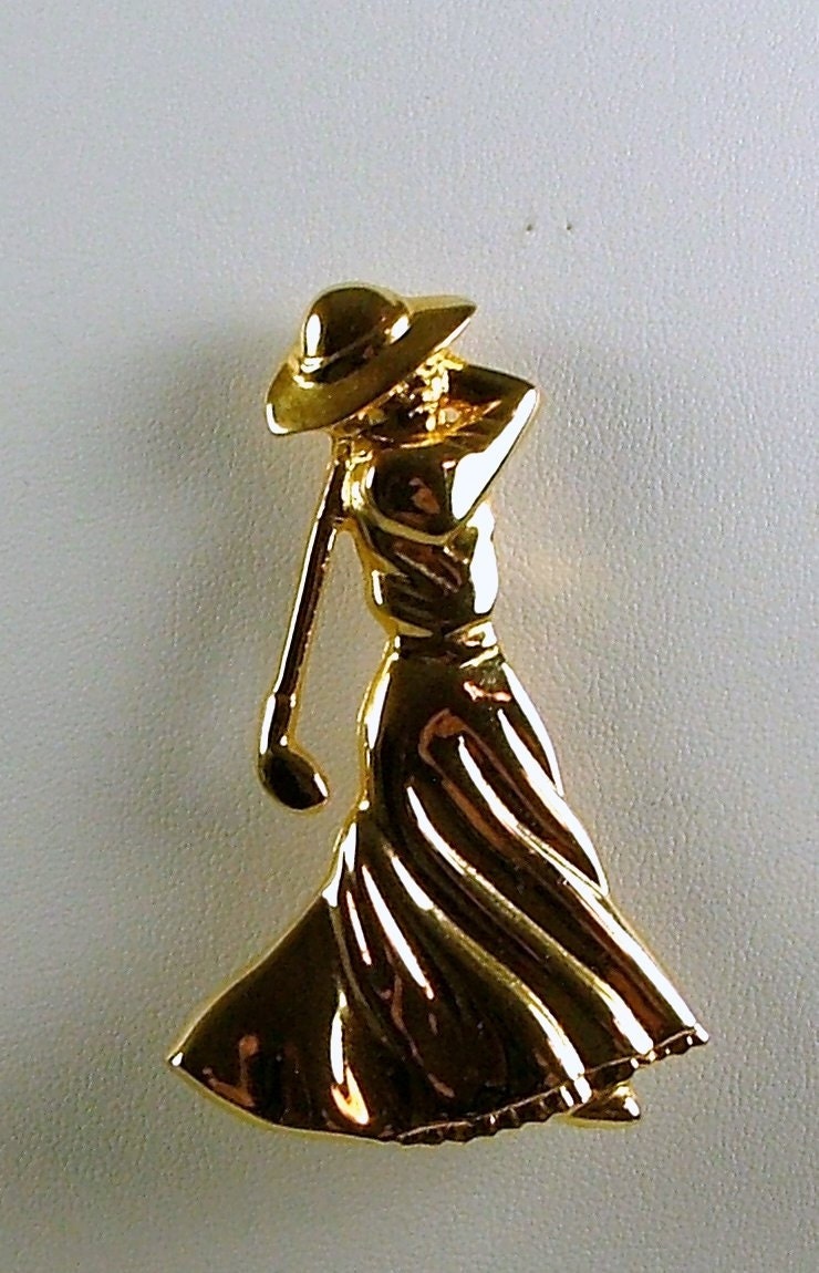 FORT Lady Golfer Vintage Brooch