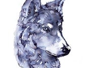 Gray Wolf -- 8.5 x 11 inch Ink Painting Print