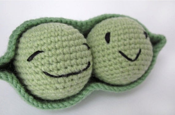 Two Peas in a Pod Amigurumi Crochet Baby Rattle