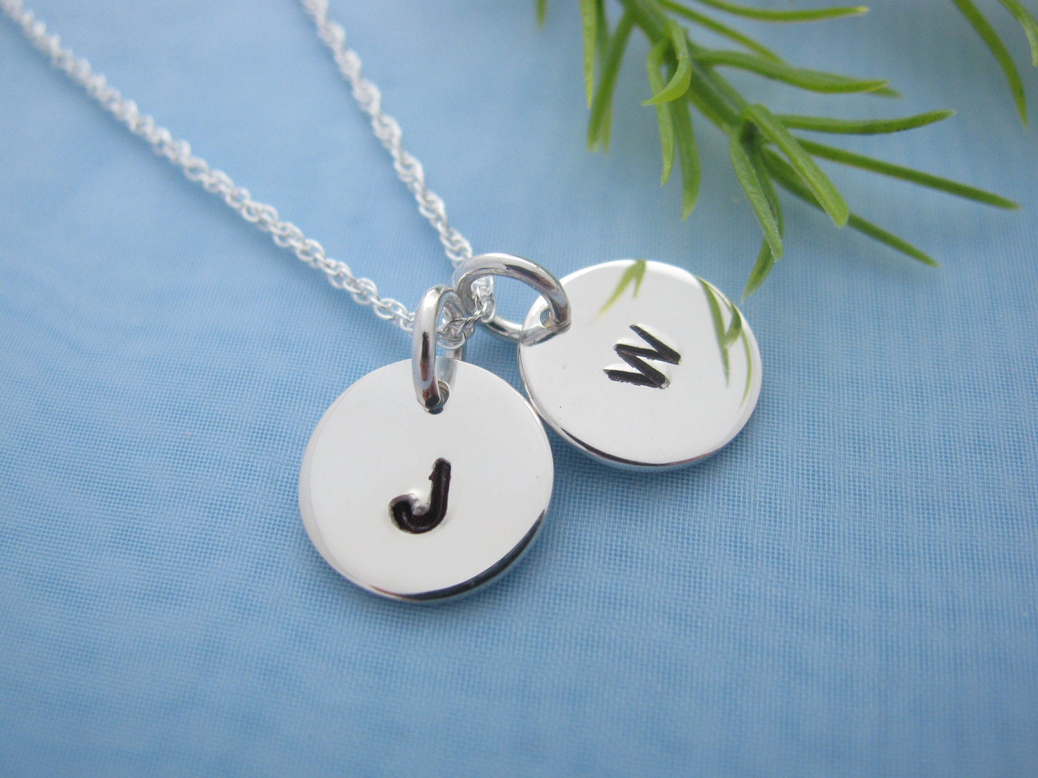 Sterling Silver Initial Disc Necklace