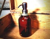 Apothecary jar/ Amber glass jar soap dispenser