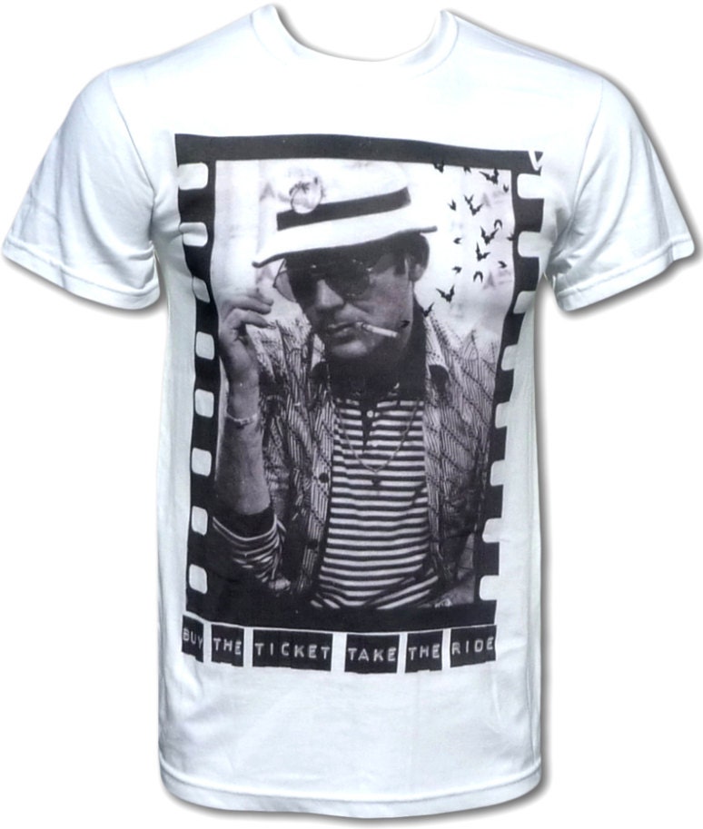 Hunter S Thompson T Shirt (Buy The Ticket, Take The Ride) Fear n' Loathing Bat Country Tee - Graphic Tees For Men & Women