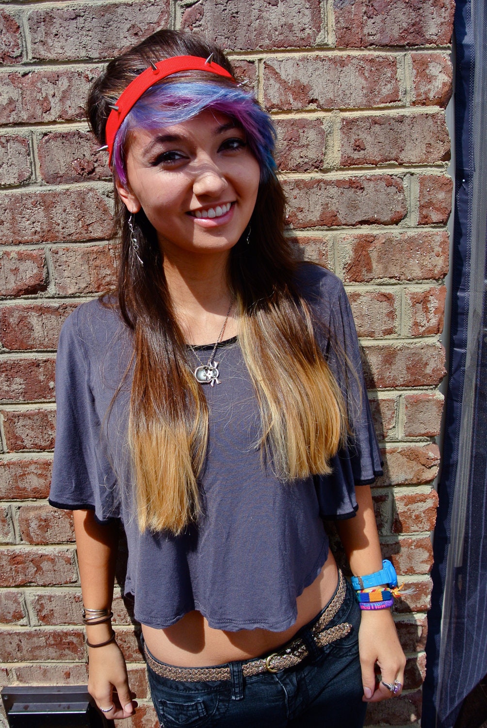 RED Punk Metal Spiked Studded Custom Headbands & Garders