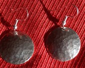 Hammered Finish Nickle Silver Disk Dangle Earrings