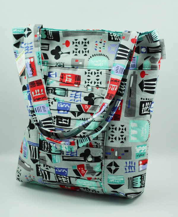 Ruffled Tote- Jane Dixon City Scenes About Town in Teal