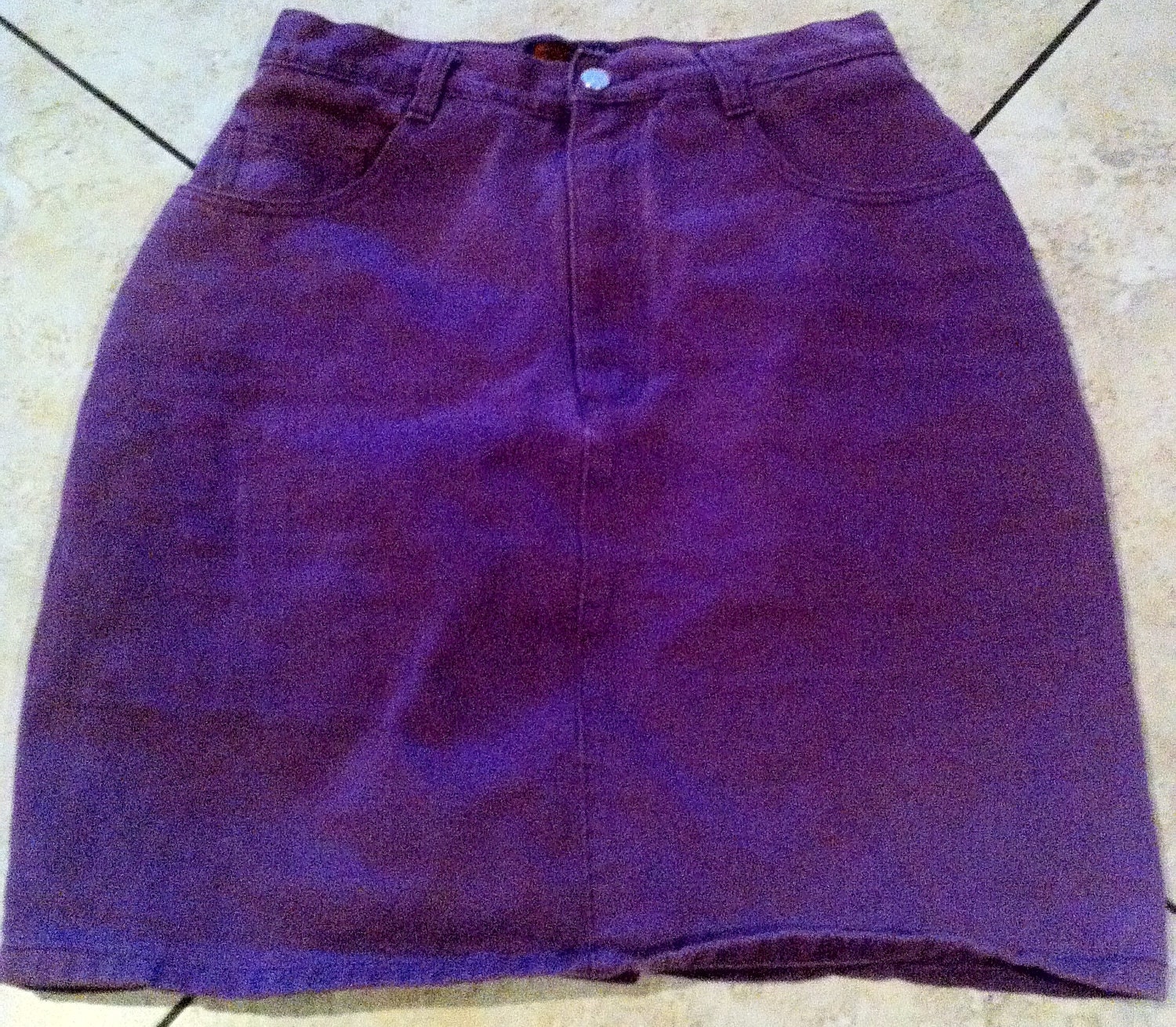 Love Candy Vintage Retro Jordache Purple Skirt Knee High Lilac Skirt Jeanjer Jeans by Jordache Size 11 12