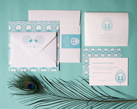 Unique Wedding Invitation - The Letter:  Peacock