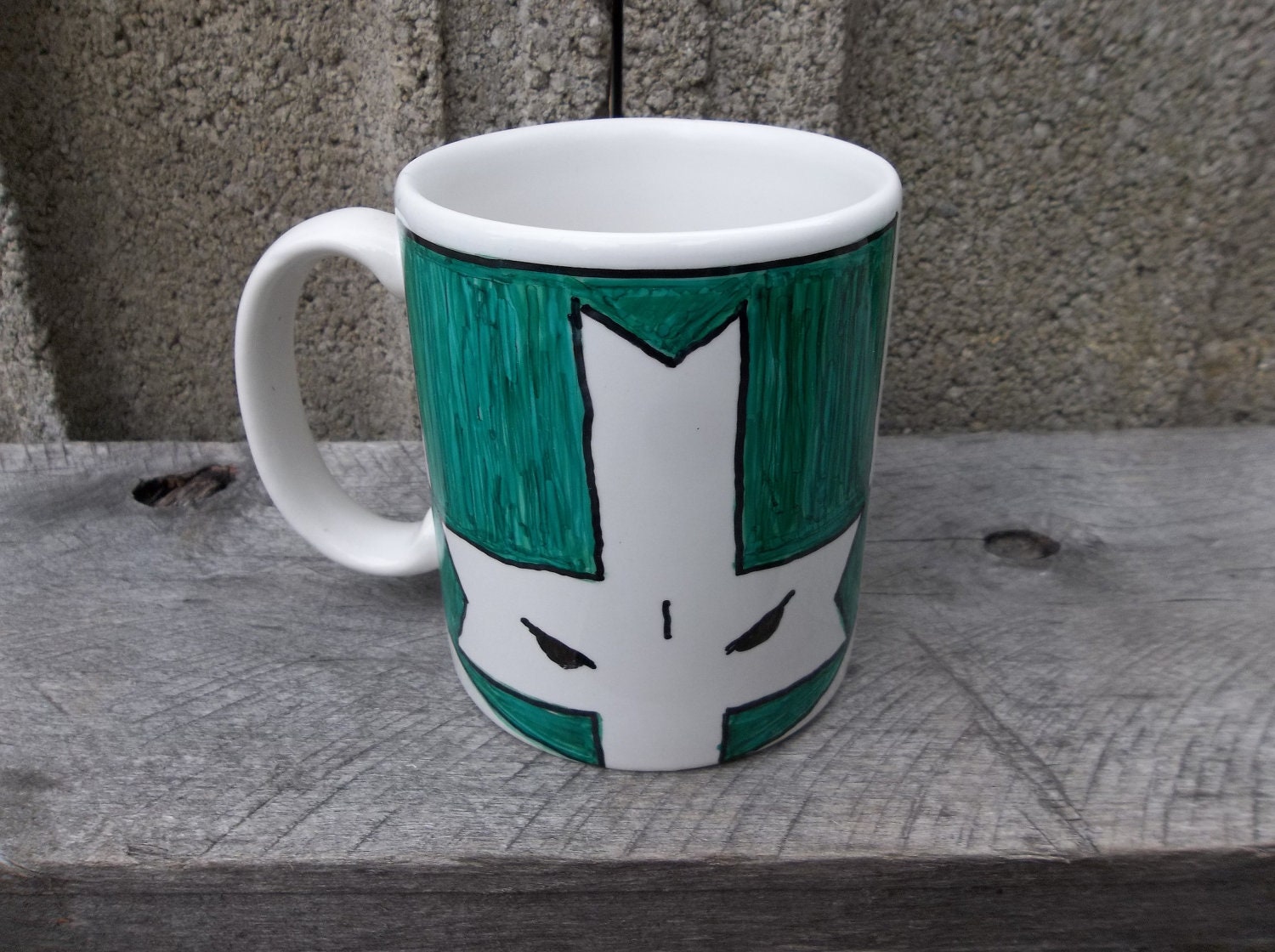 Castle Crashers Hand-Drawn Ceramic Mug, Green Knight: 2nd in a Series of 8