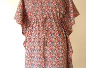 Floral sundress, short kaftan, cotton dress, spa robe, beach cover up, lounge wear, Valentines day gift