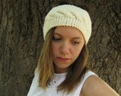 Cable knit headband, ivory soft ear warmer, teal, orange, chartreuse, gray, choose your color