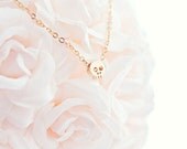 Tiny skull bracelet - Matt 14k gold plated skull