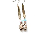 Raw Mushroom Coral Vintage Spine Chain Earrings